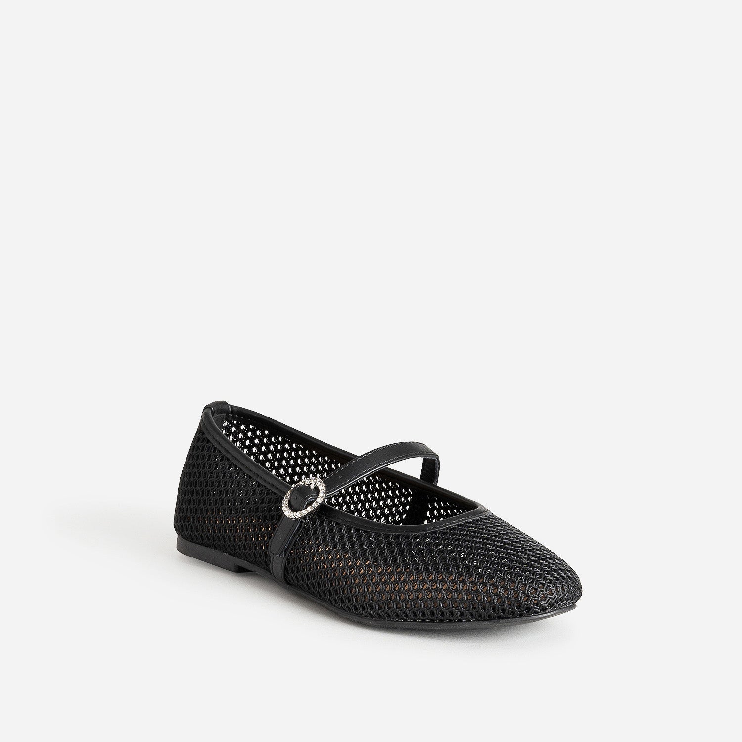 Babies noire résille tressée boucle strass