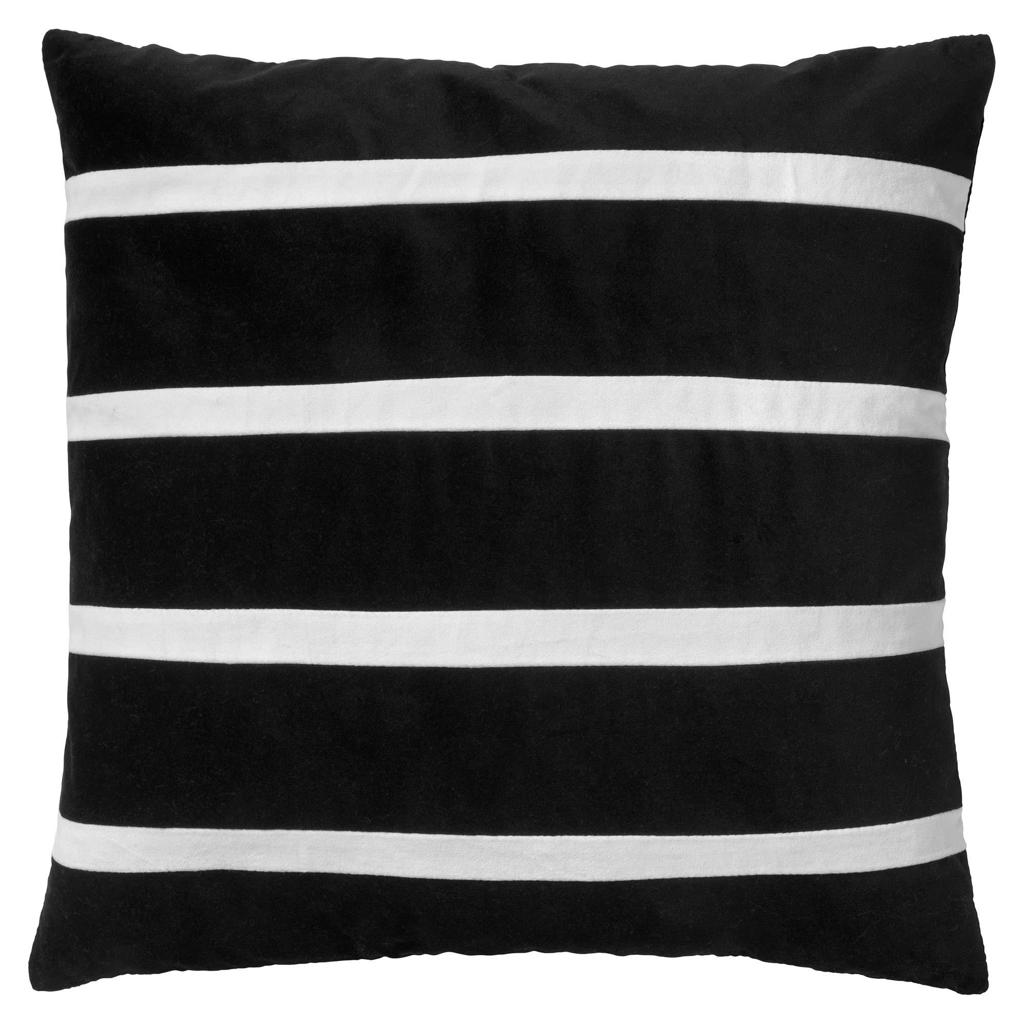 PEMM - Housse de coussin noir en velours-45x45 cm avec motif rayé