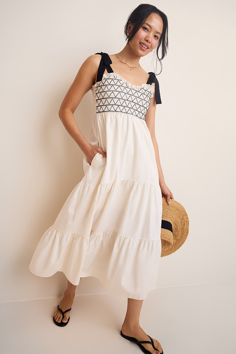 Dakota Smocked Tiered Midi Dress