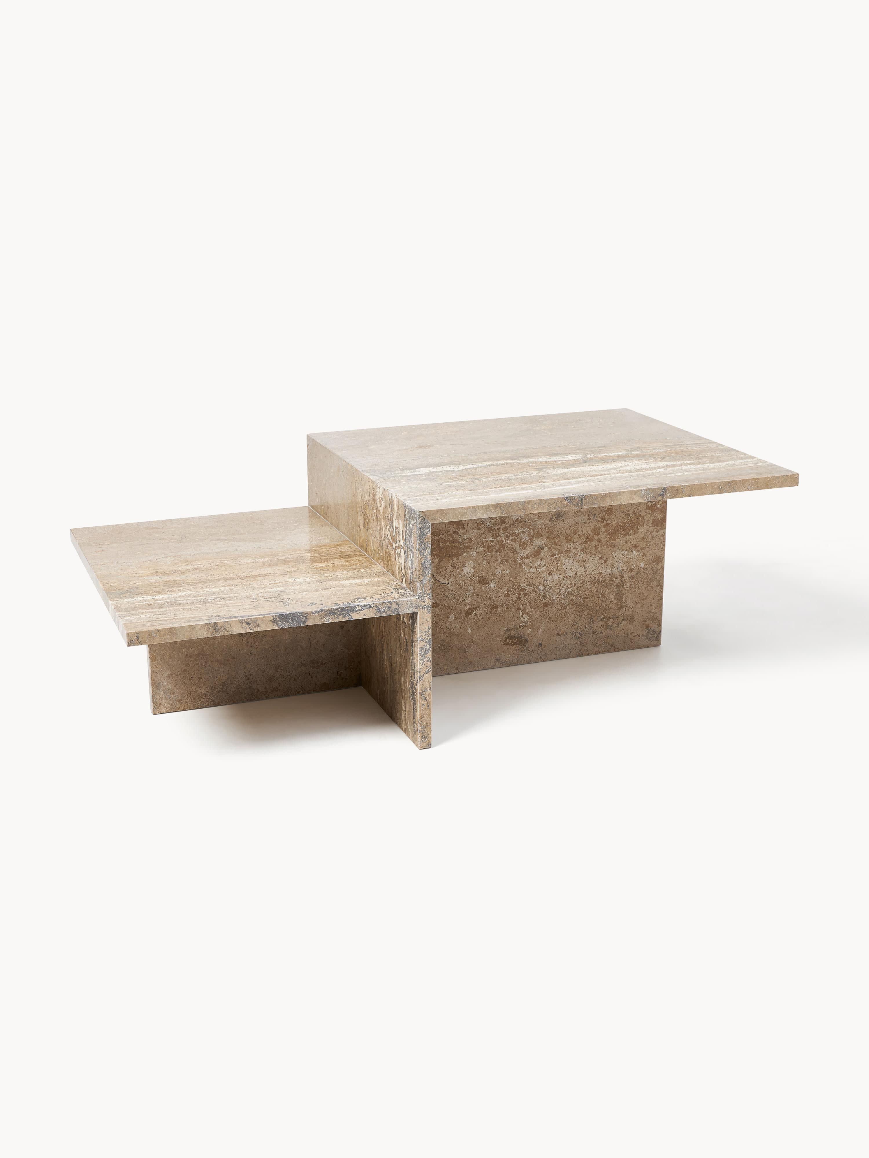 Travertin-Couchtisch Distinct mit zwei Tischplatten