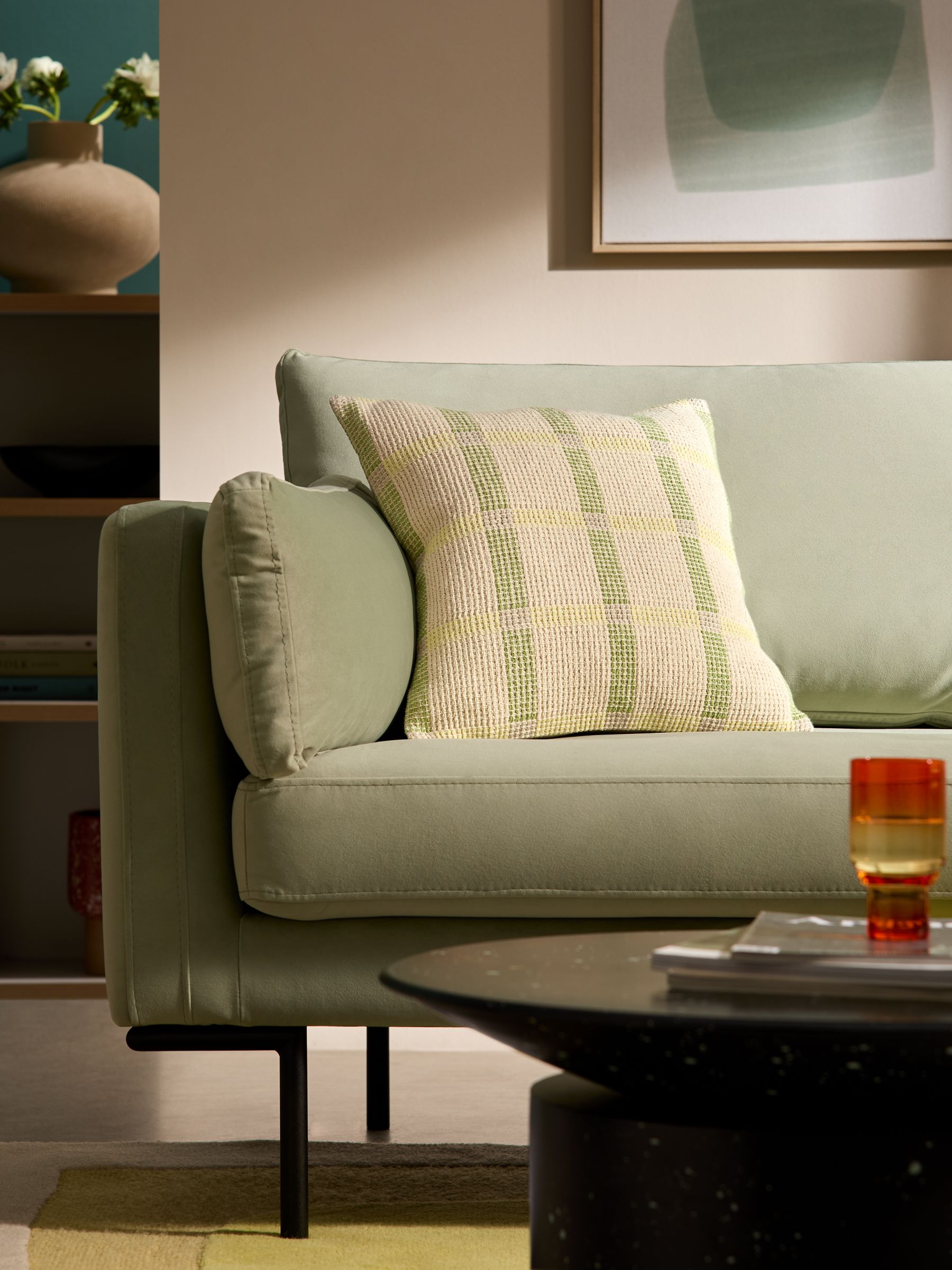 Cale Woven Check Cushion in Yellow