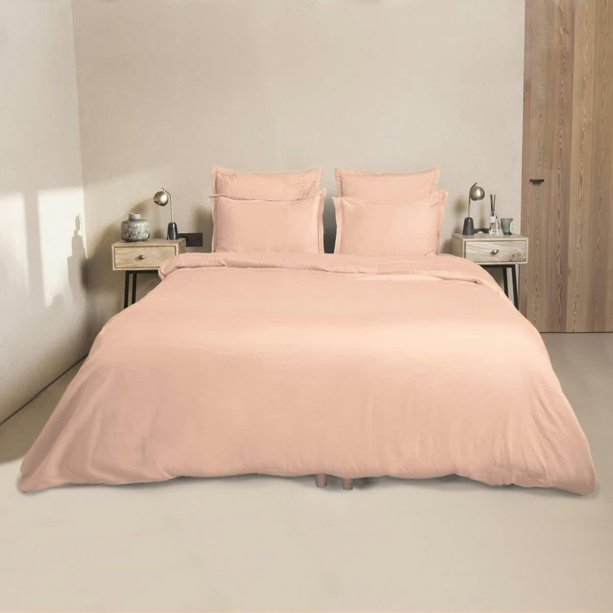JULIA - Taie d'oreiller (x2) satin de coton  65x65 rose