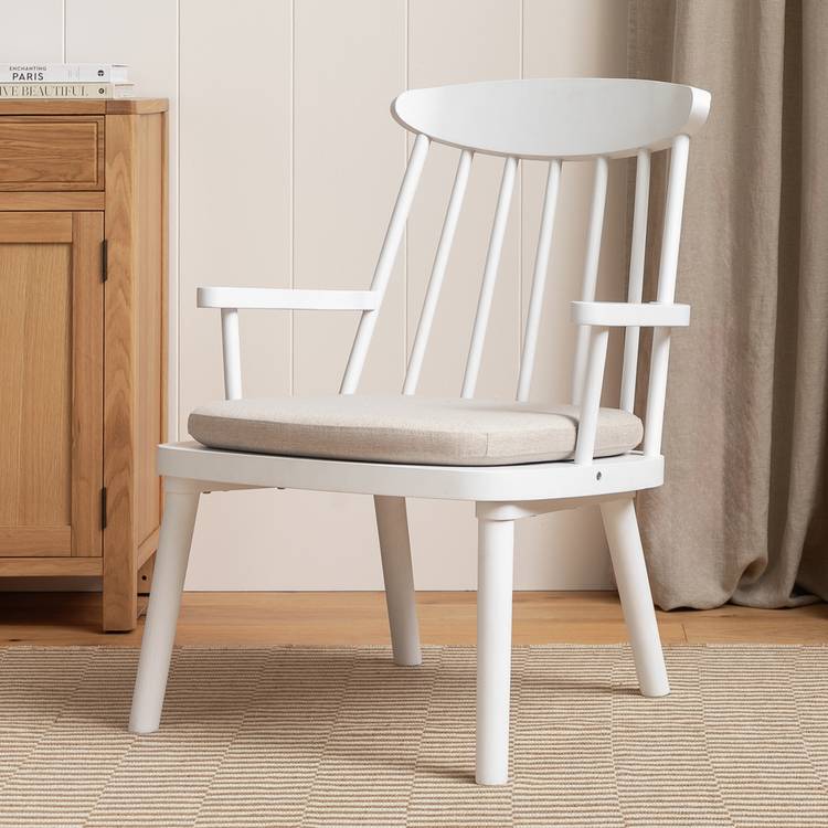 Habitat Lenny Solid Wood Spindle Armchair - White