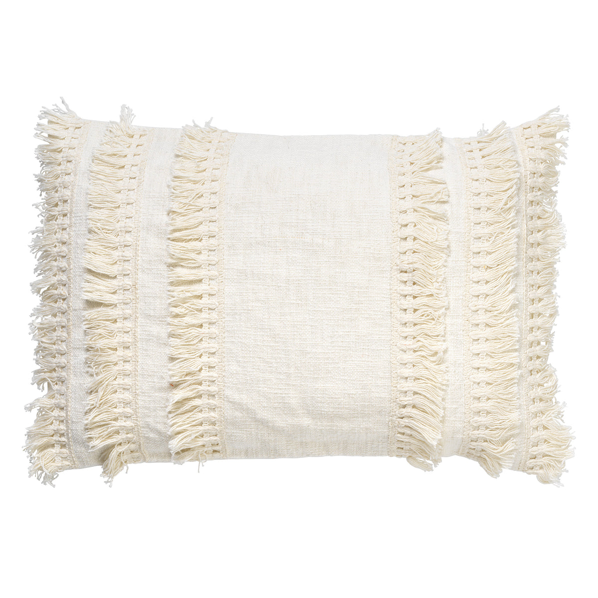 FARA - kussenhoes 40x60 cm - 100% katoen - met franjes - Snow White - wit