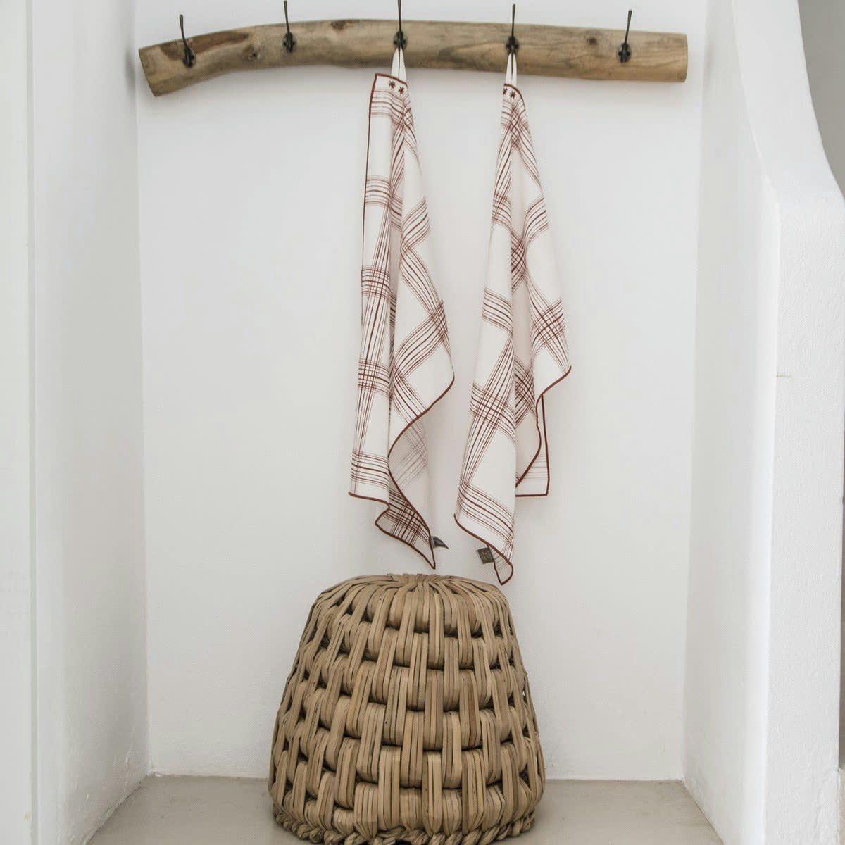 MADRAS - Torchons (x2) coton  50x75 terracotta