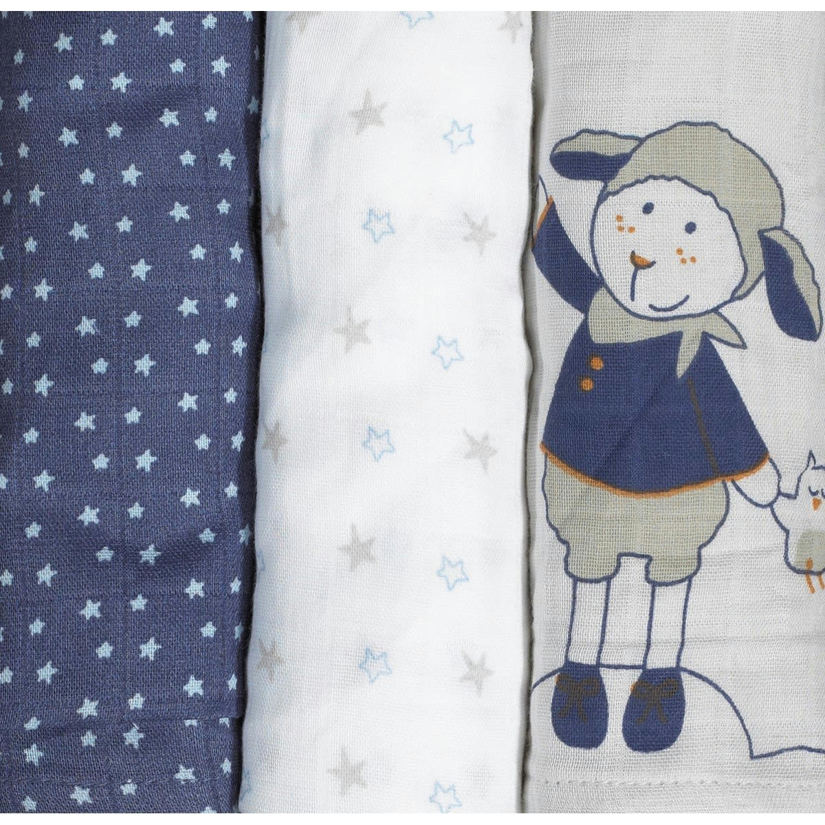 MERLIN - Langes  70x70cm en coton bio bleu