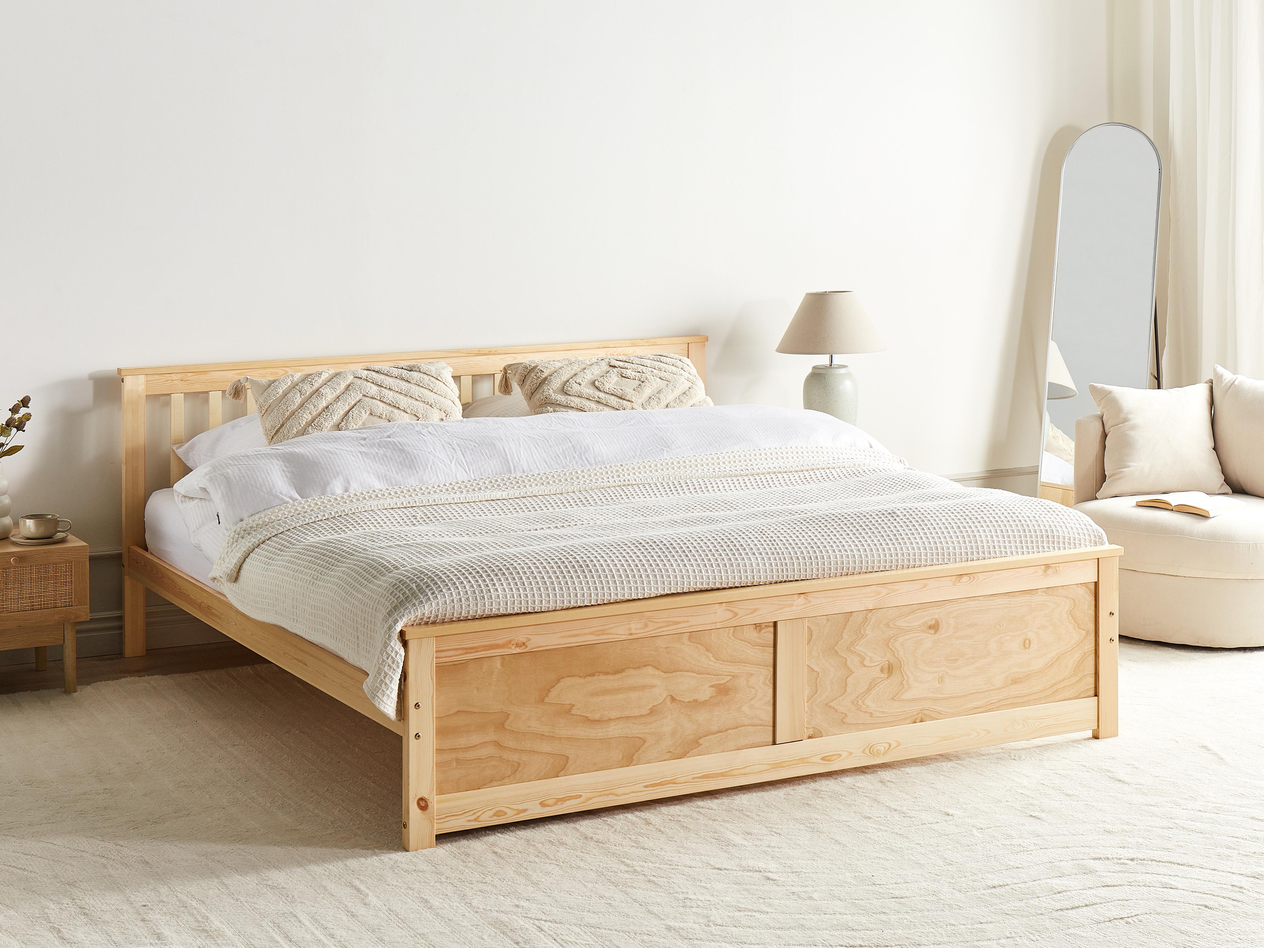 Bed Pine Wood OLENDON 160 x 200 cm (EU King Size) Light Brown
