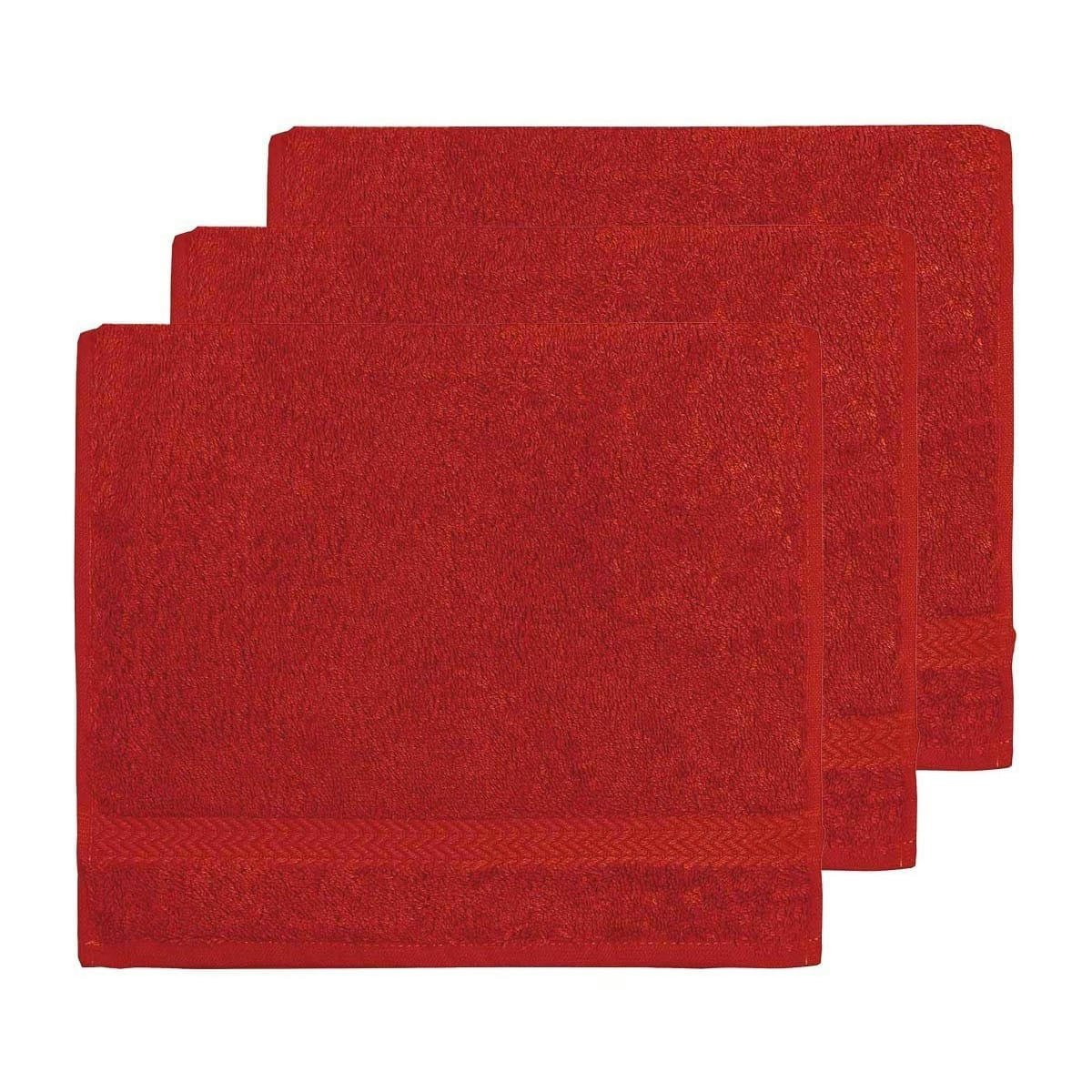 LUXURY - Lot de 3 serviettes invité 550gr/m²  rubis 30x50 cm