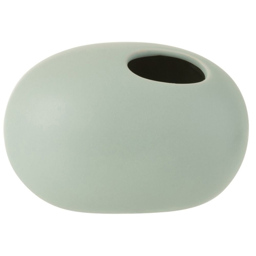 J-Line vaas Ovaal - keramiek - pastel groen - small - 2 stuks - Ø 10 cm
