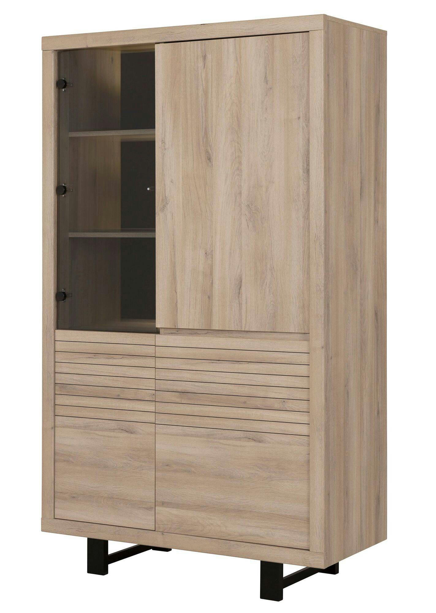 CLAY - Rangement haut 4 portes effet bois clair