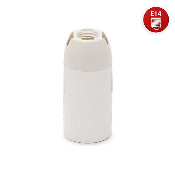 Douille thermoplastique E14 avec gaine lisse. Blanc