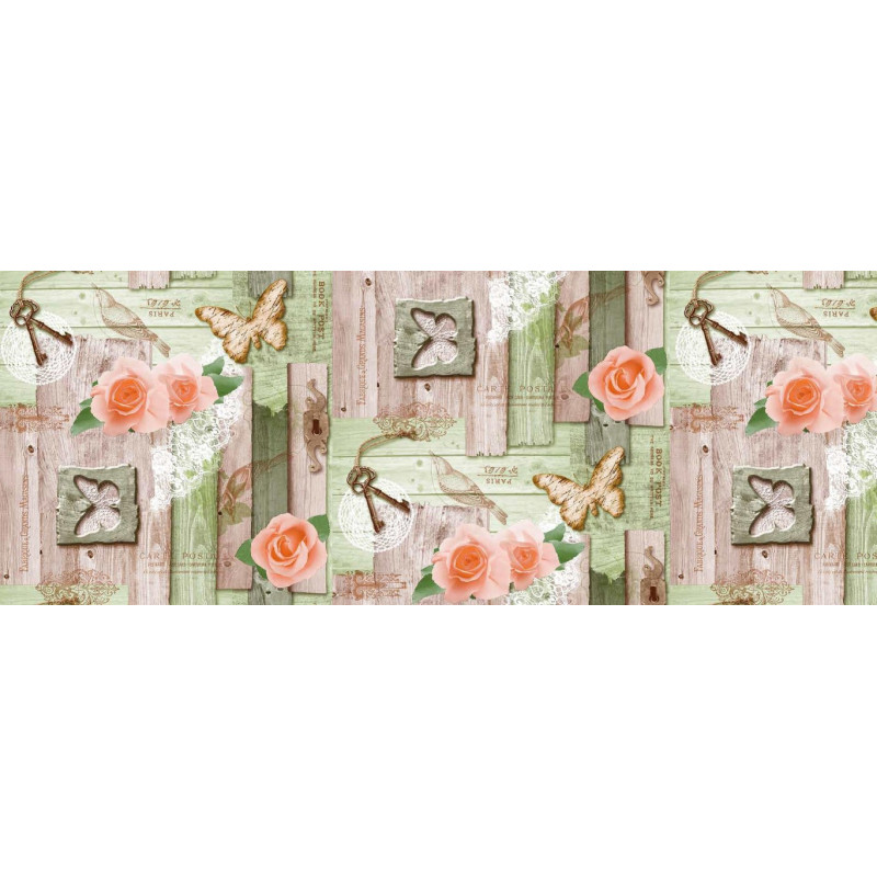 Toile cirée sur support non tissé Carte postale verte 140 cm au mètre HOBBYTEX