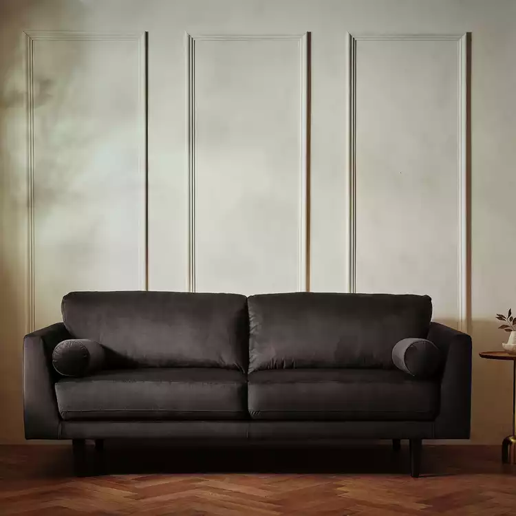 Habitat Jacob Velvet 3 Seater Sofa - Chocolate