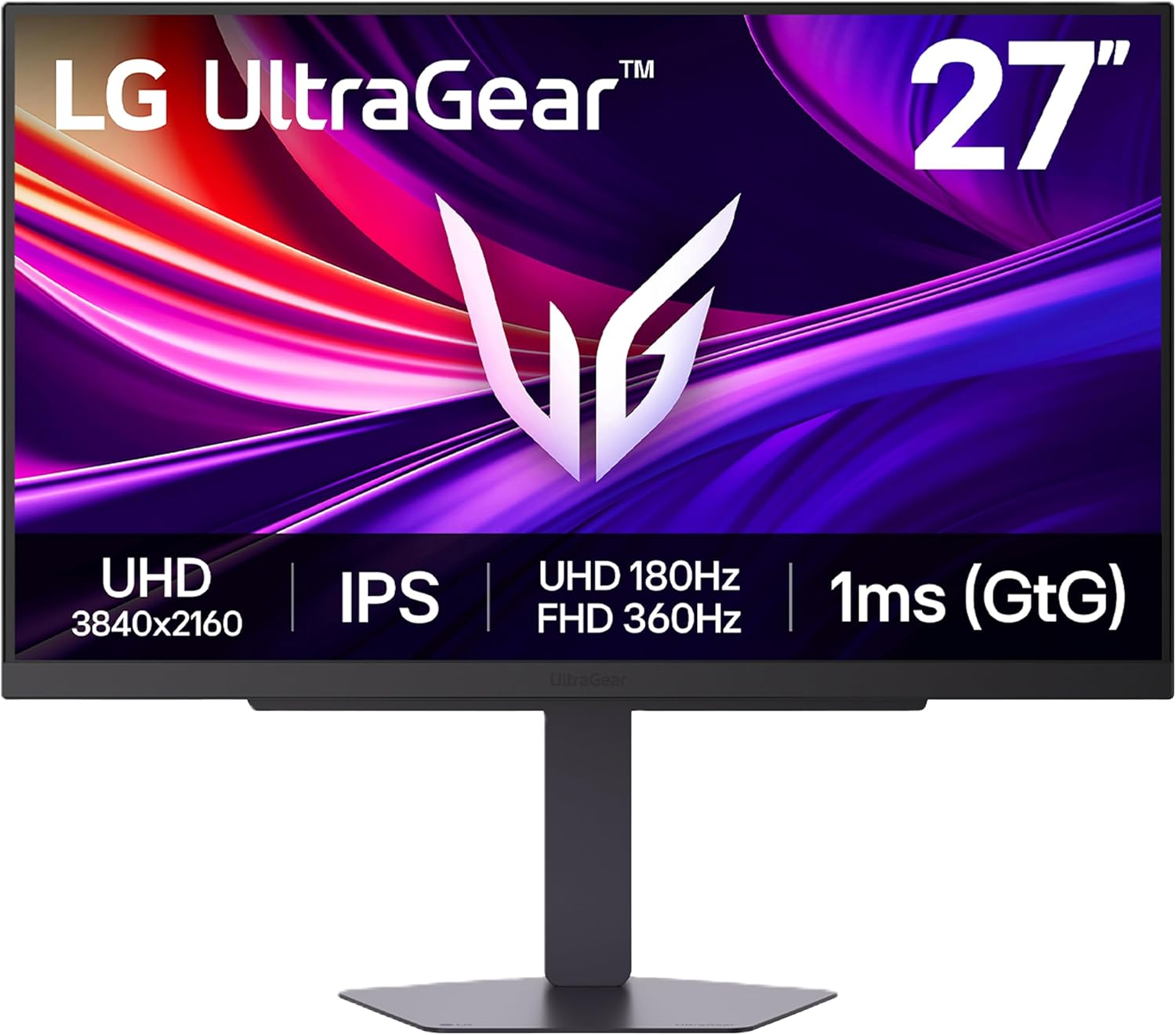 LG 27G810A-B 27-inch Ultragear 4K UHD (3840 x 2160) IPS Gaming Monitor  Dual Mode UHD 180Hz or FHD 360Hz  1ms  NVIDIA G-Sync  AMD FreeSync Premium  VESA DisplayHDR 400  HDMI 2.1  Black