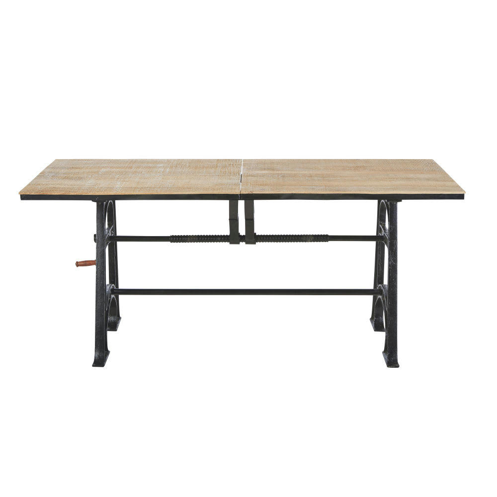 Manivelle - Table à manger industrielle extensible 8 à 10 personnes L180/220