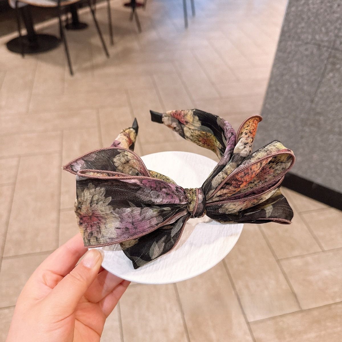 PEACH ACCESSORIES Floral Garden Print Bow Headband
