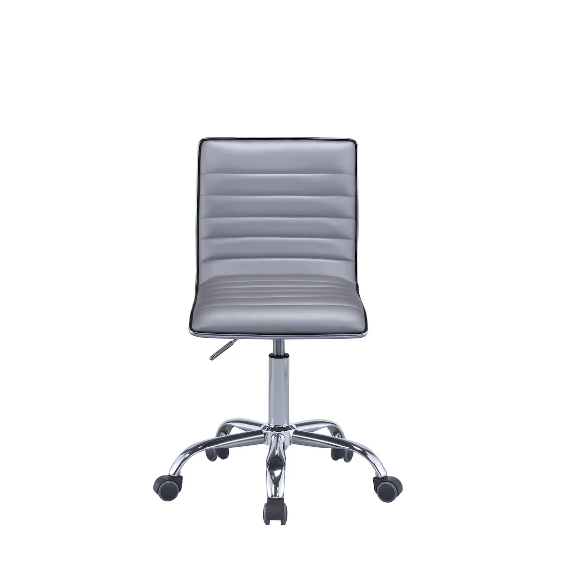 Metal Gas Lift 360 Degree Swivel Adjustable Seat Height Silver PU Office Chair in Chrome Finish
