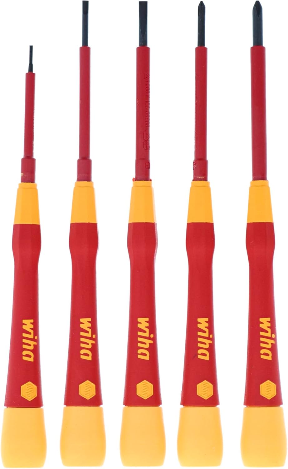 Wiha 32085 Insulated PicoFinish Precision Screwdriver Set, 5 Piece, Slotted & Phillips, 1000V VDE, Black Oxide