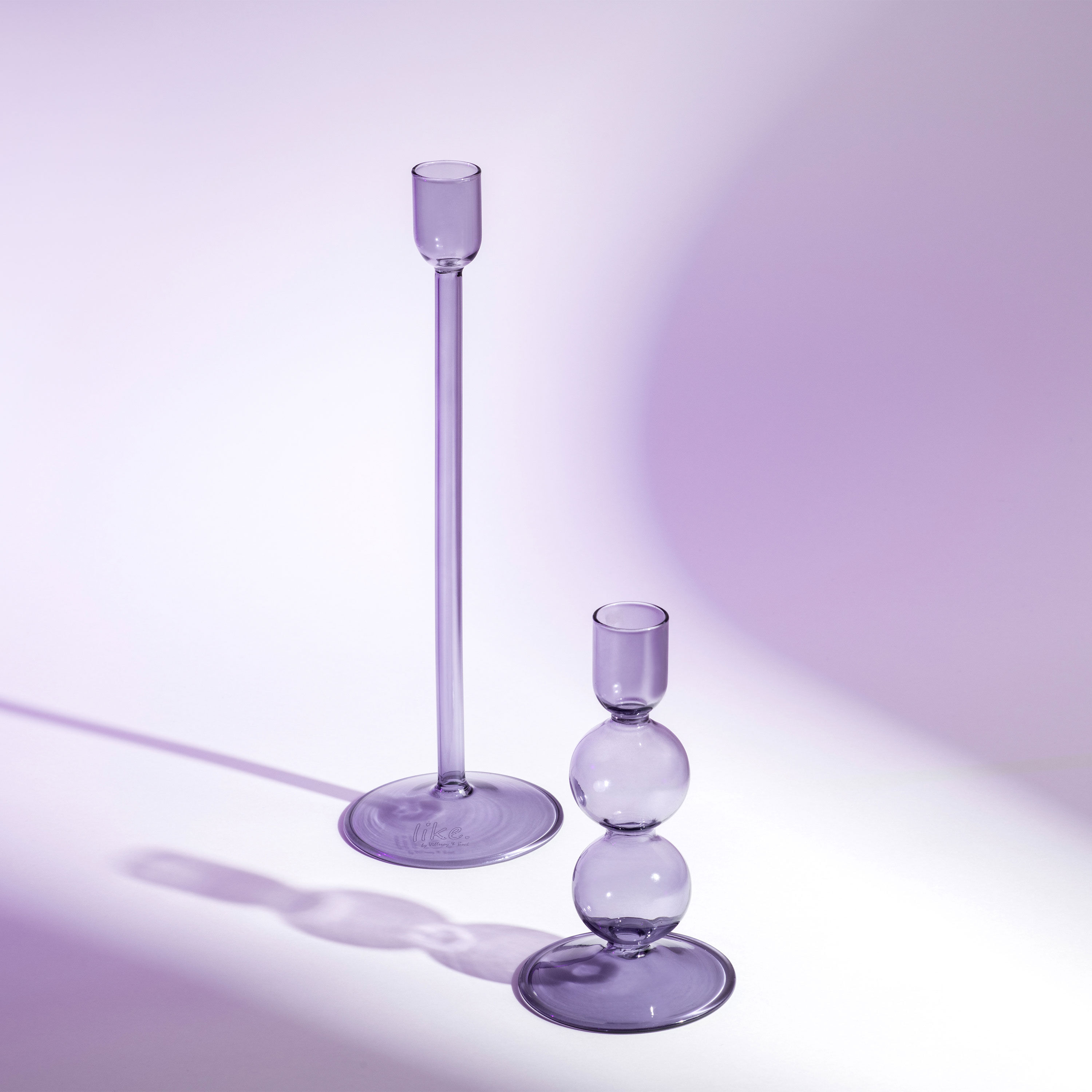 Like Home Candlestick holder - Purple, 3.2'' x 3.2'' x 9.9''