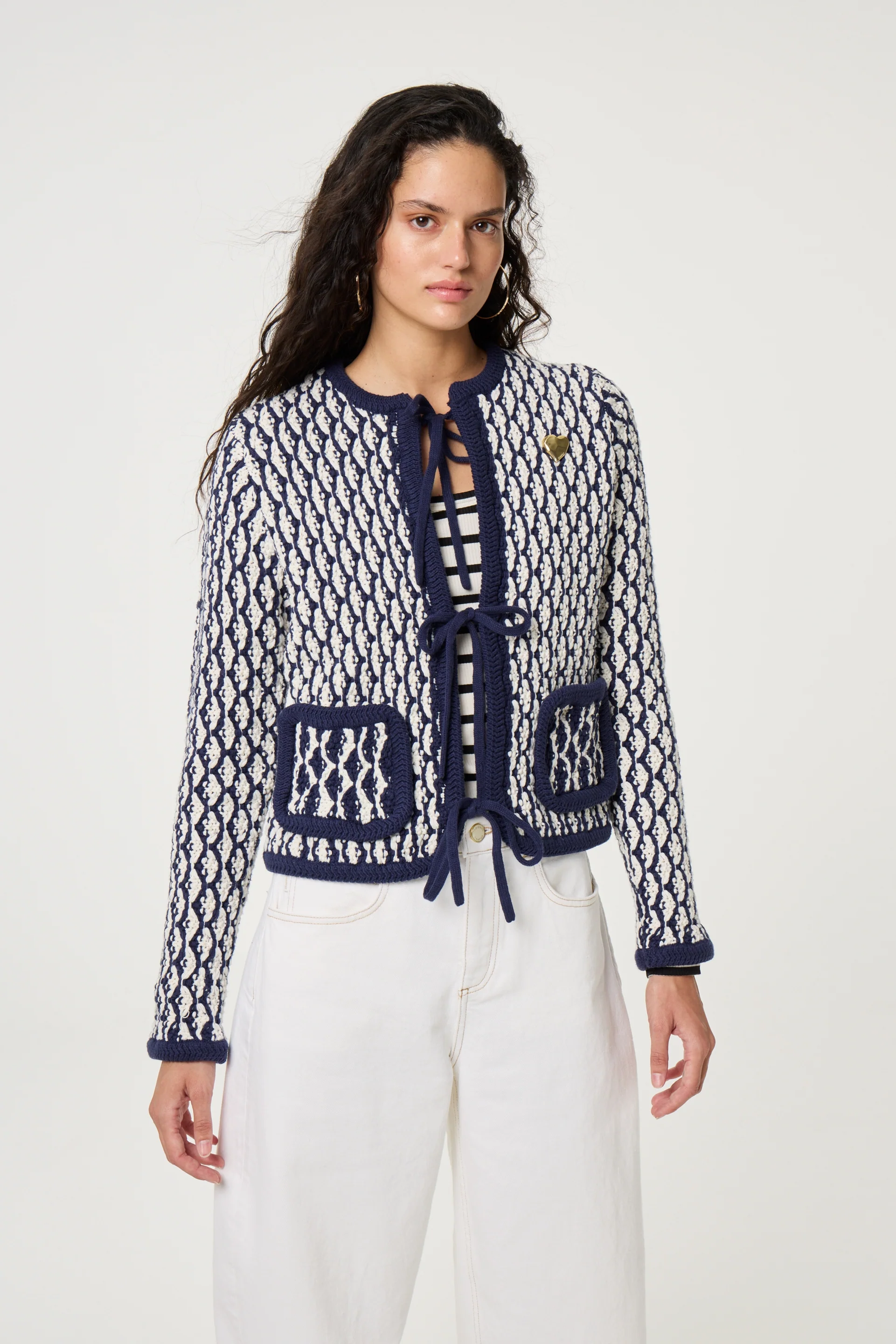 Balou Cardigan | Cosy White/Navy