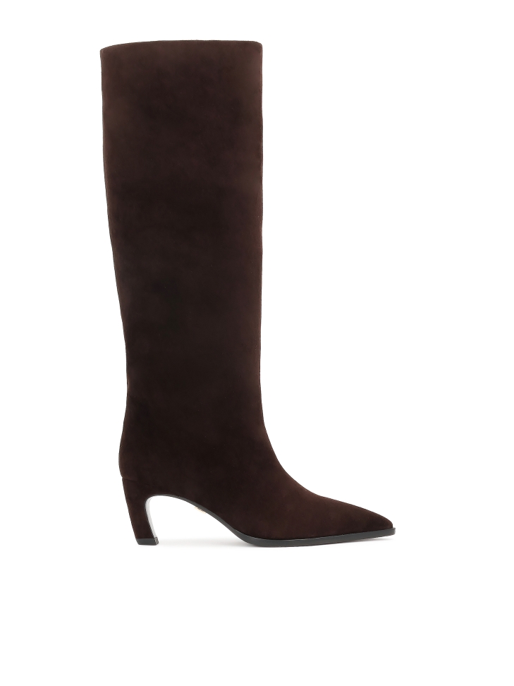 Brown suede slip-on boots