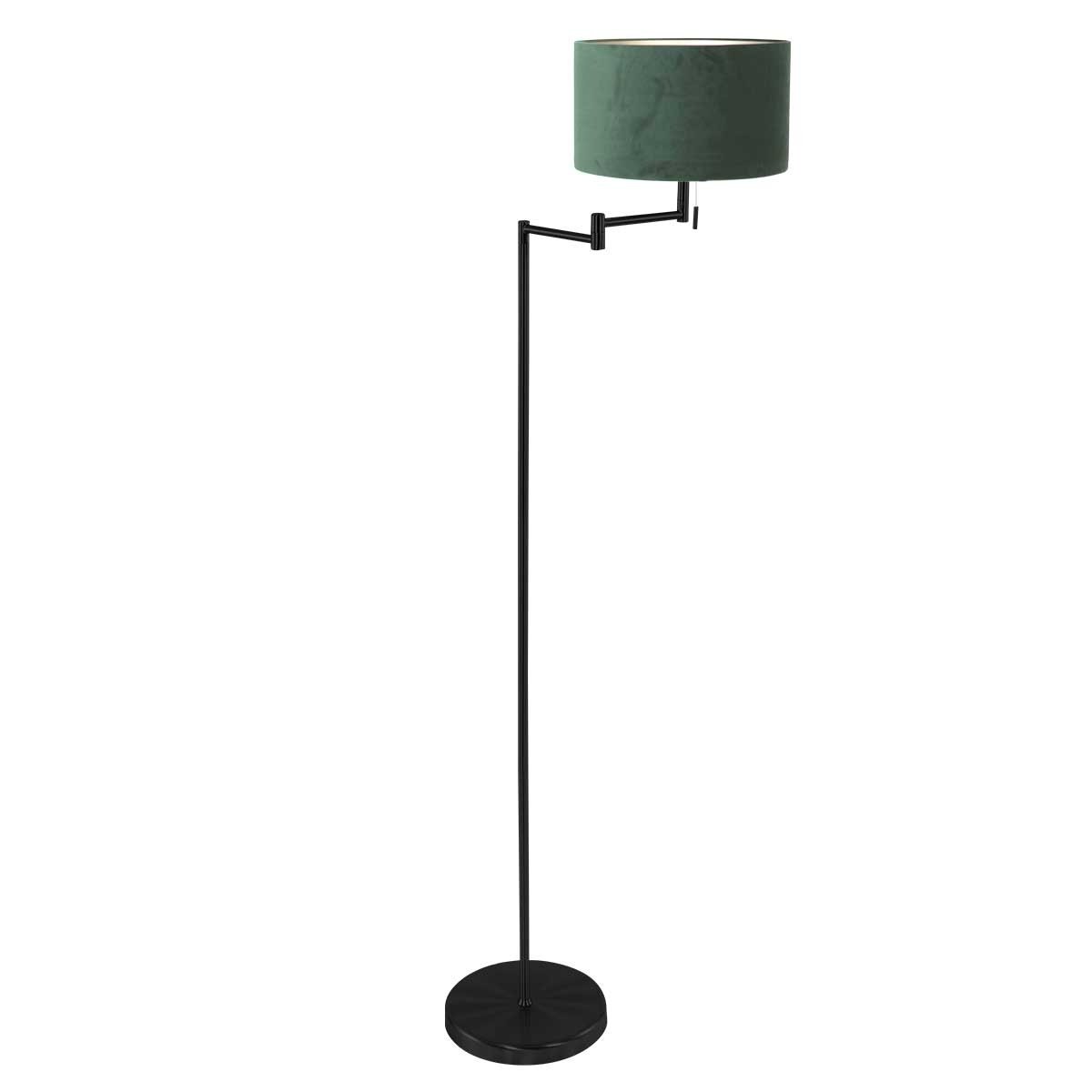Mexlite Vloerlamp Bella Zwart Lampenkap Ø 30cm Groen E27 Fitting