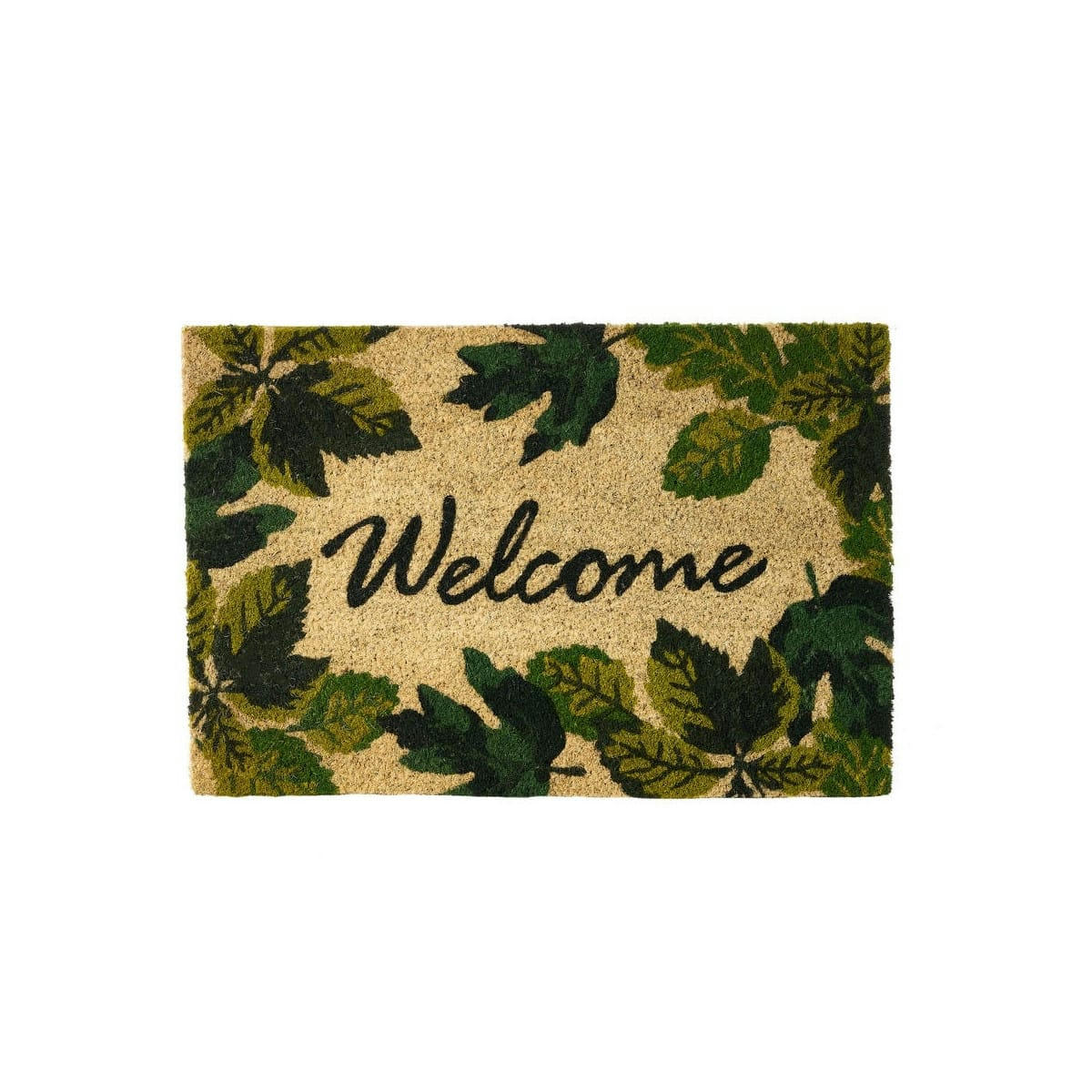 - Paillasson coco feuilles vertes welcome 60x40x1,5cm