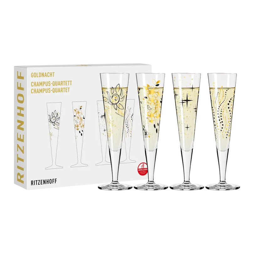 Sektglas-Set 4-teilig Goldnacht