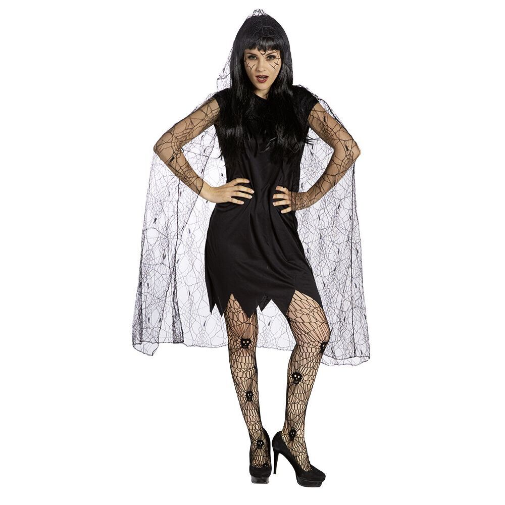 Déguisement adulte Halloween araignée robe et cape noir - Taille L
