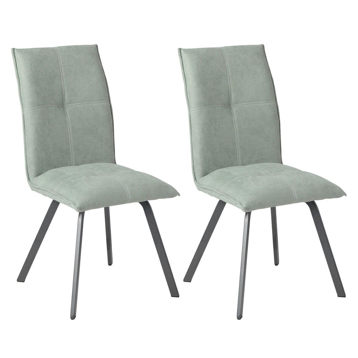 BISPO - Lot  de 2 chaises tissu coloris vert d'eau