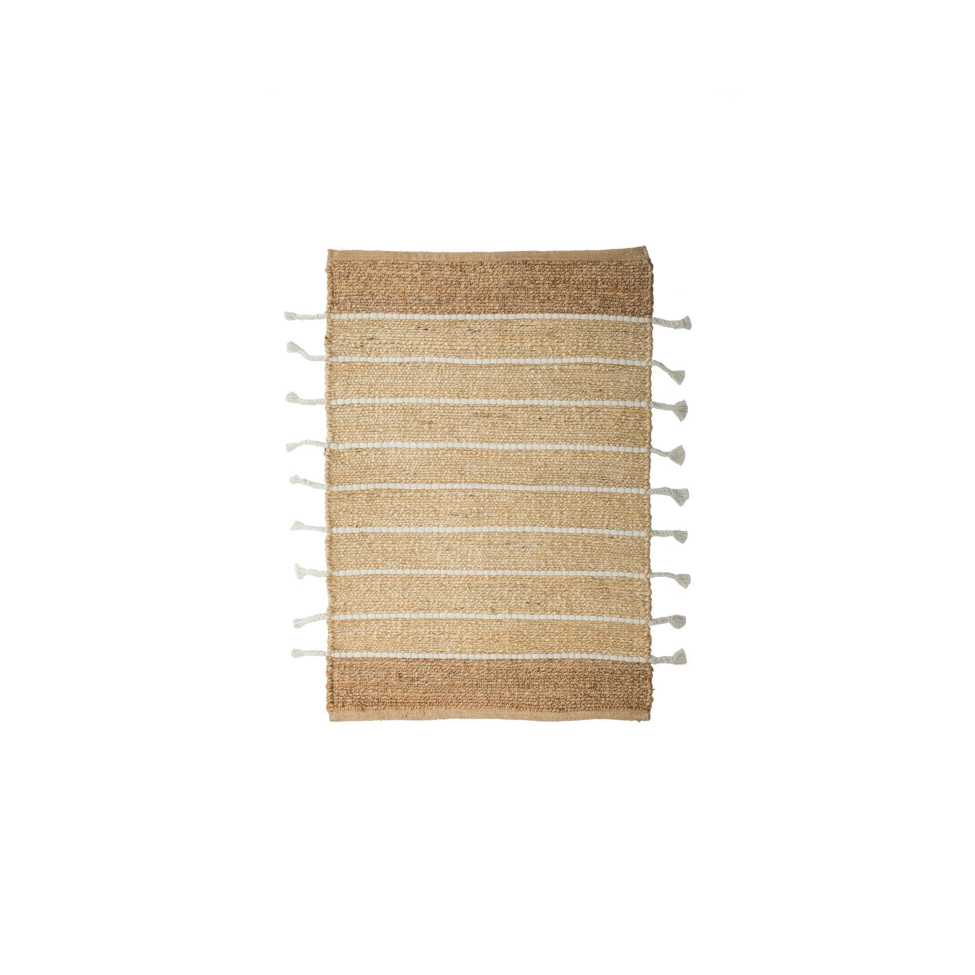 DIDIM - Tapis en jute et coton blanc 60x80cm