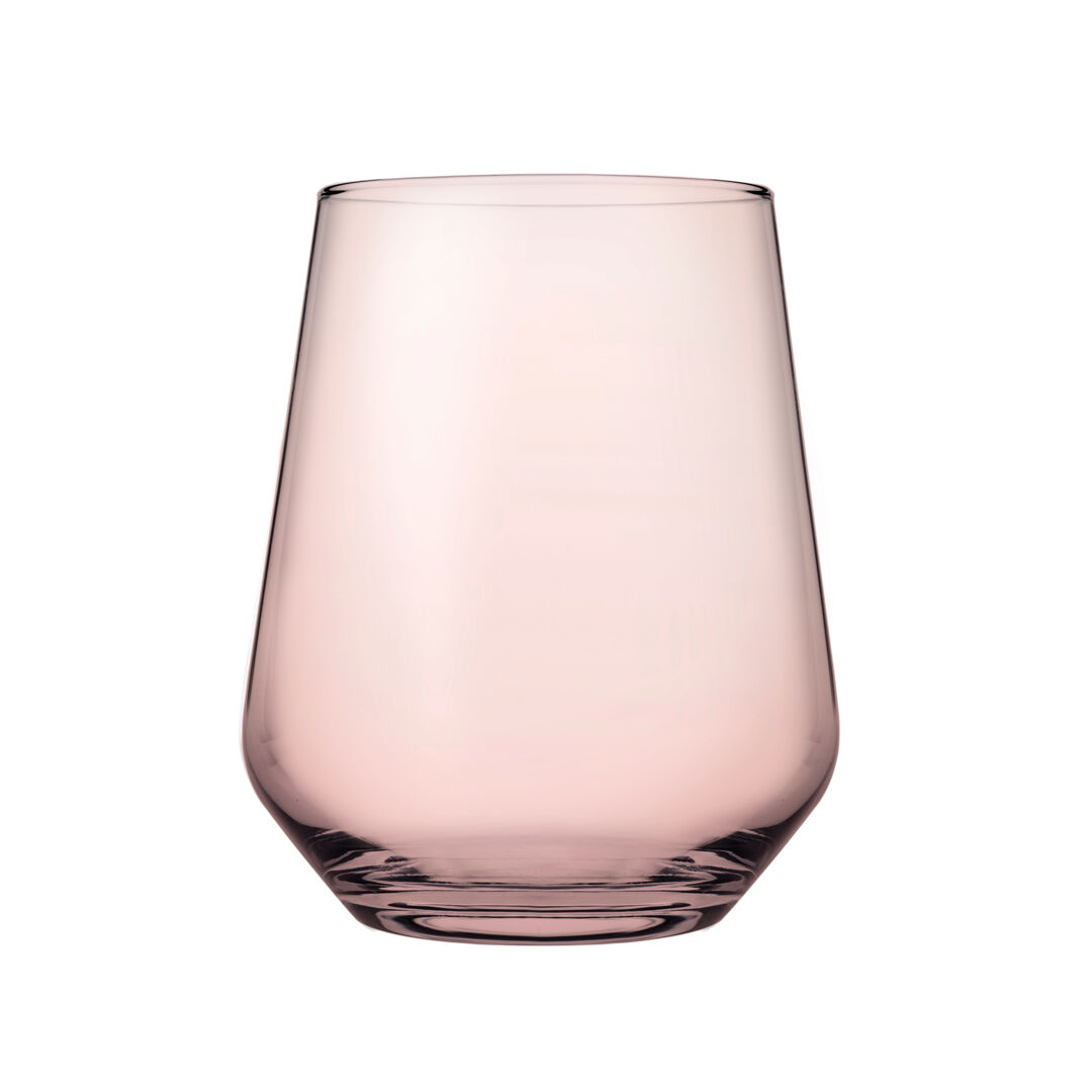 Copo de vidro sem pé rosa