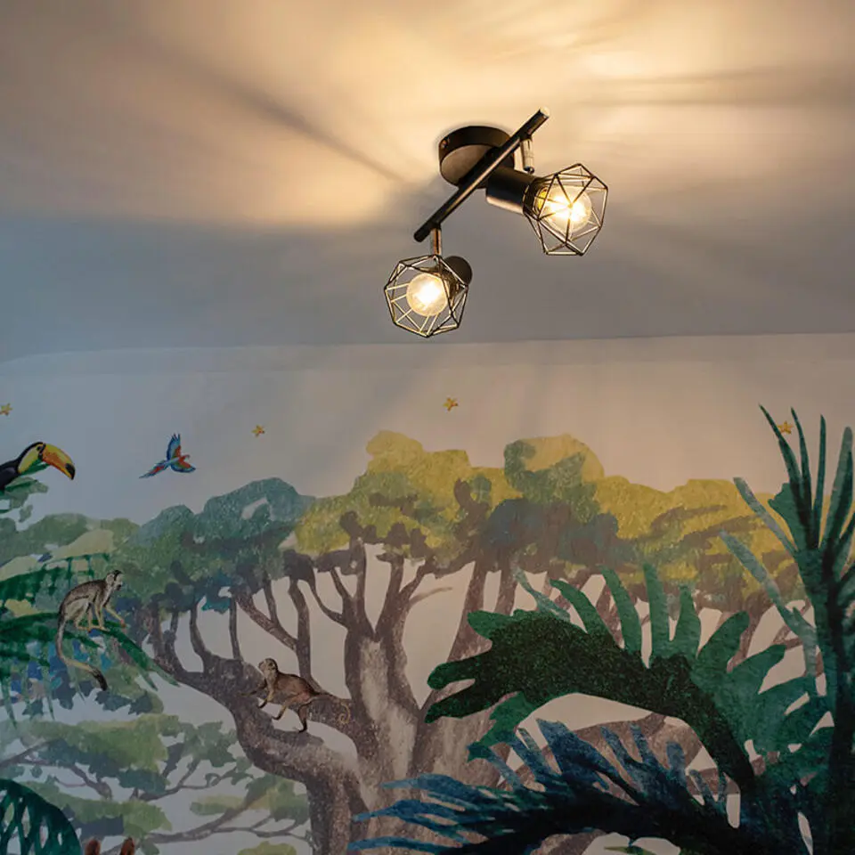 Qazqa verstelbare plafondspot mosh zwart e14