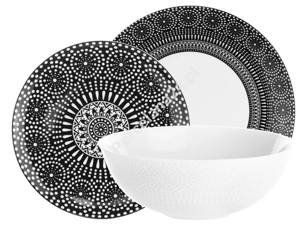 Komplet talerzy na 6 osób (18el) Bogucice - Iva Black 1042