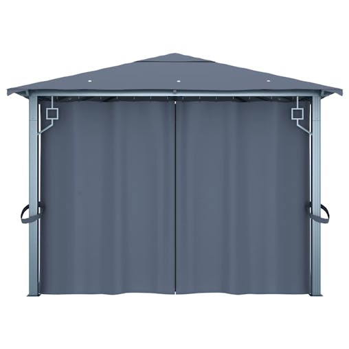 NNEVL Gazebo with Curtain 400x300 cm Anthracite Aluminium