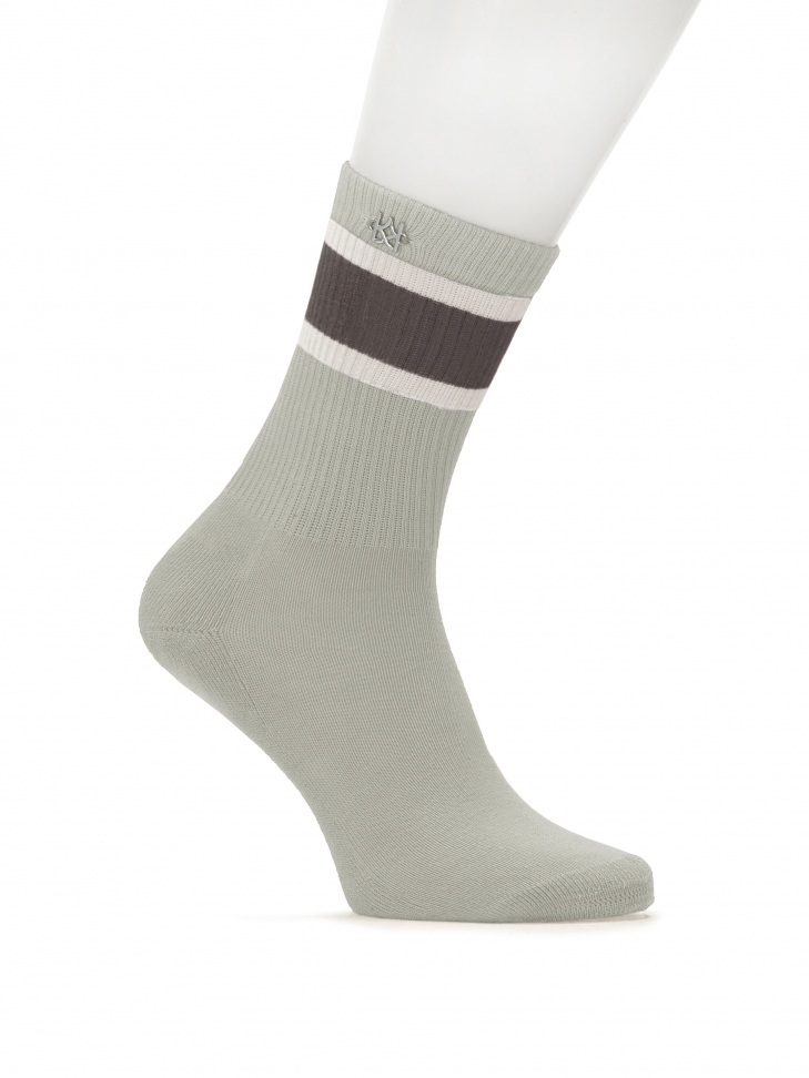Grey socks with a small monogram