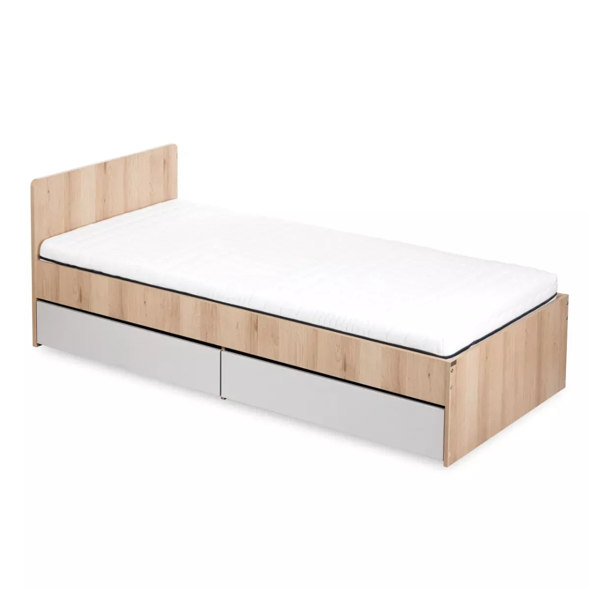 Łóżko młodzieżowe DALIA 90x200 buk/szare z szufladą/bez materaca