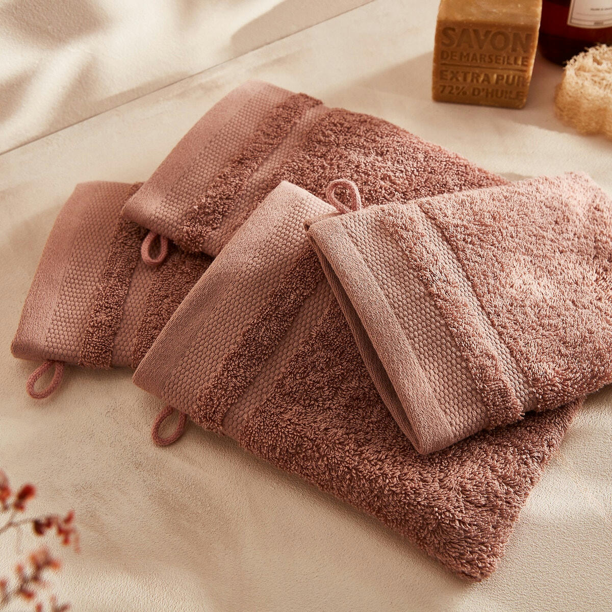 Lot de 4 gants de toilette coton égyptien, Kheops