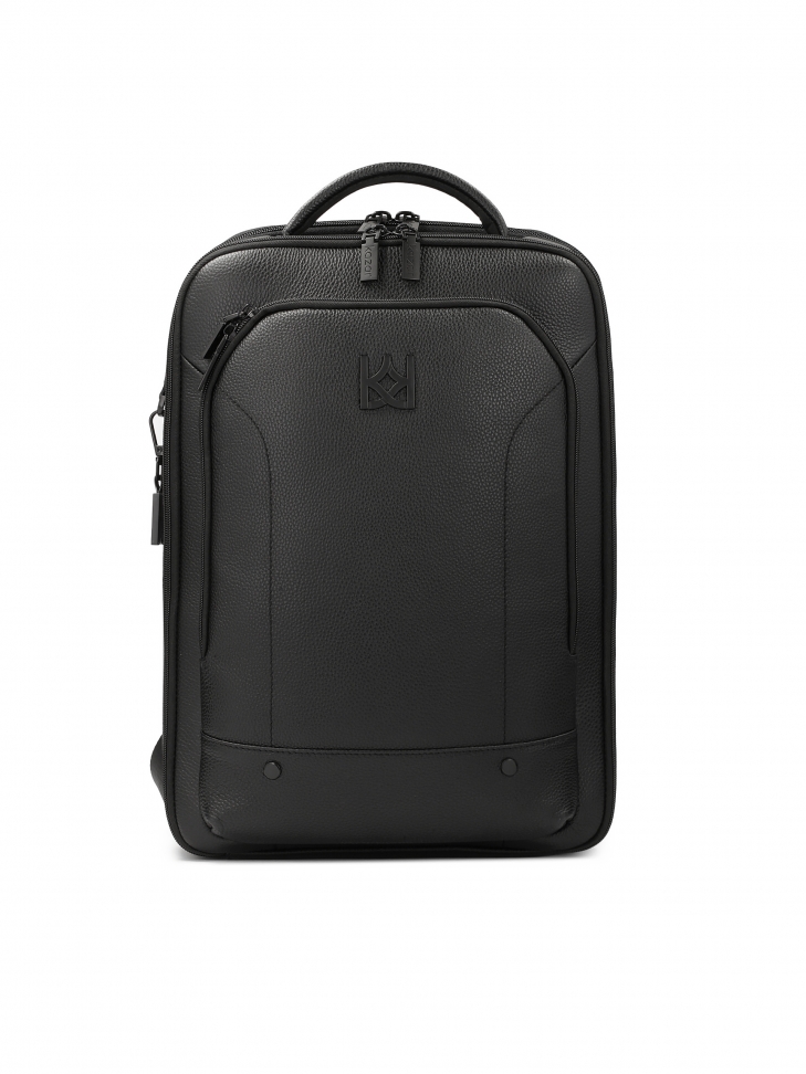 Black leather backpack with laptop pocket