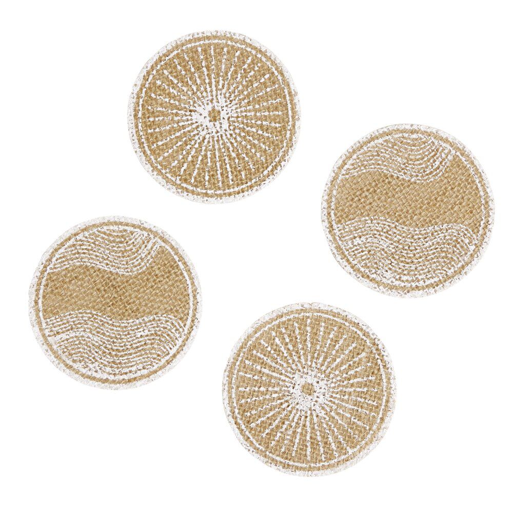 Dessous de verre jute naturel et blanc Ø8,5cm x4