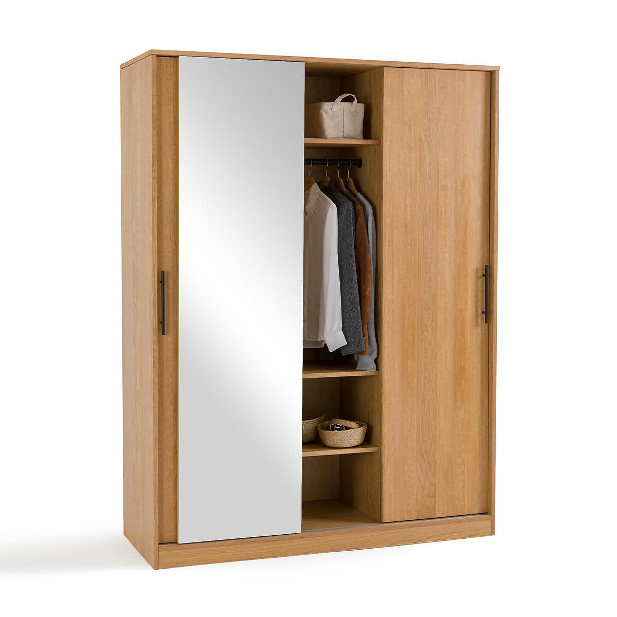 Armoire 3 portes coulissantes, 1 miroir, Milo