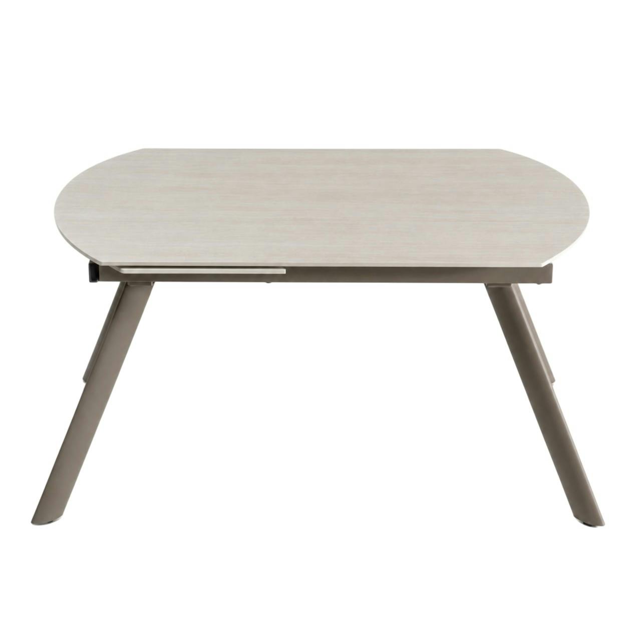 Table céramique décor travertin pieds bronze 140-180 cm LORA