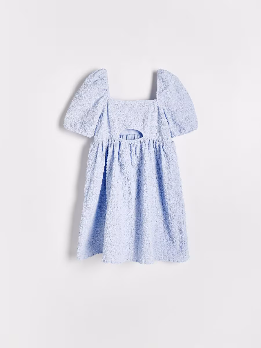 Cotton Rich Dress With Puff Sleeves