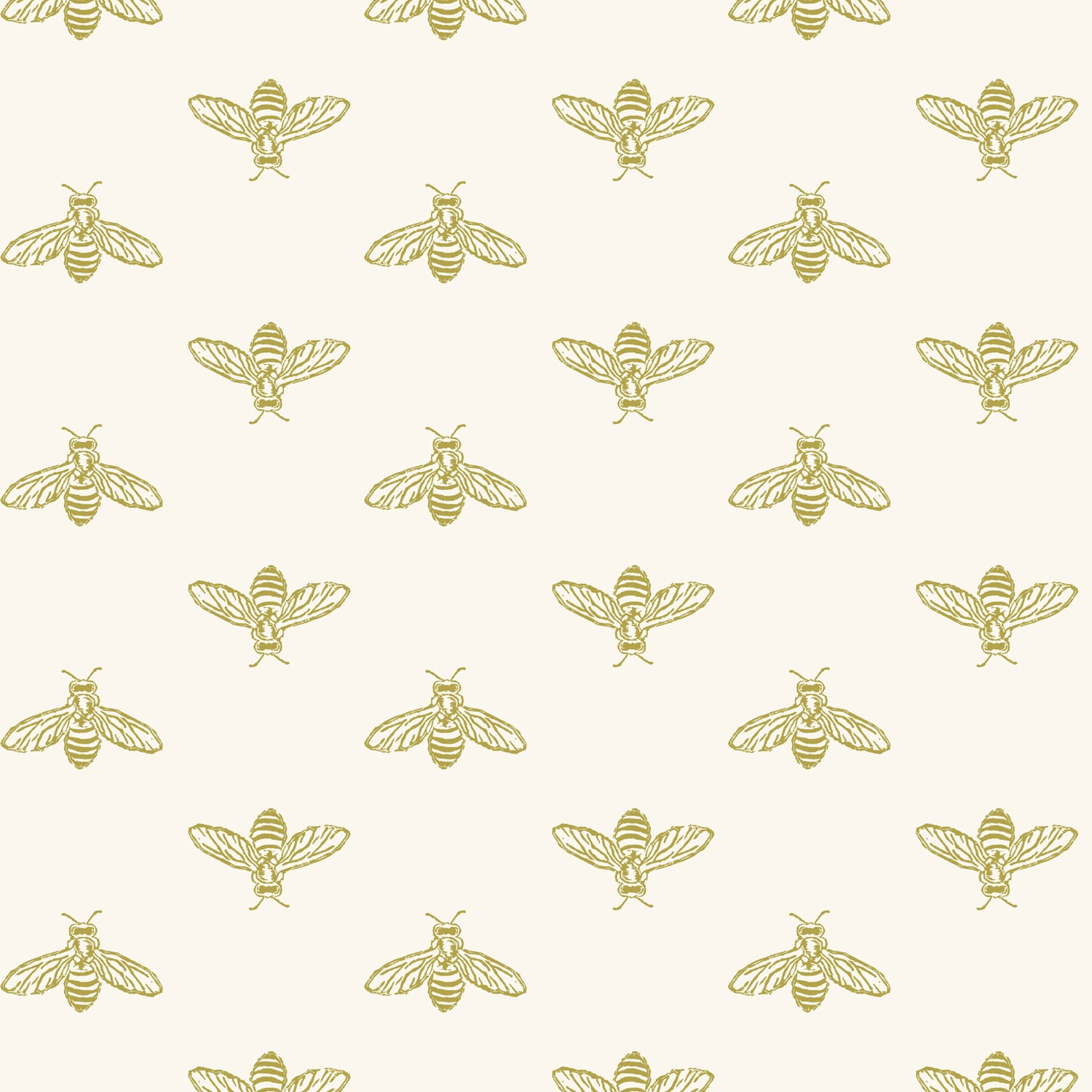Joules Vliesbehang - Block Print Bee Antique - Goud - 10mx52cm