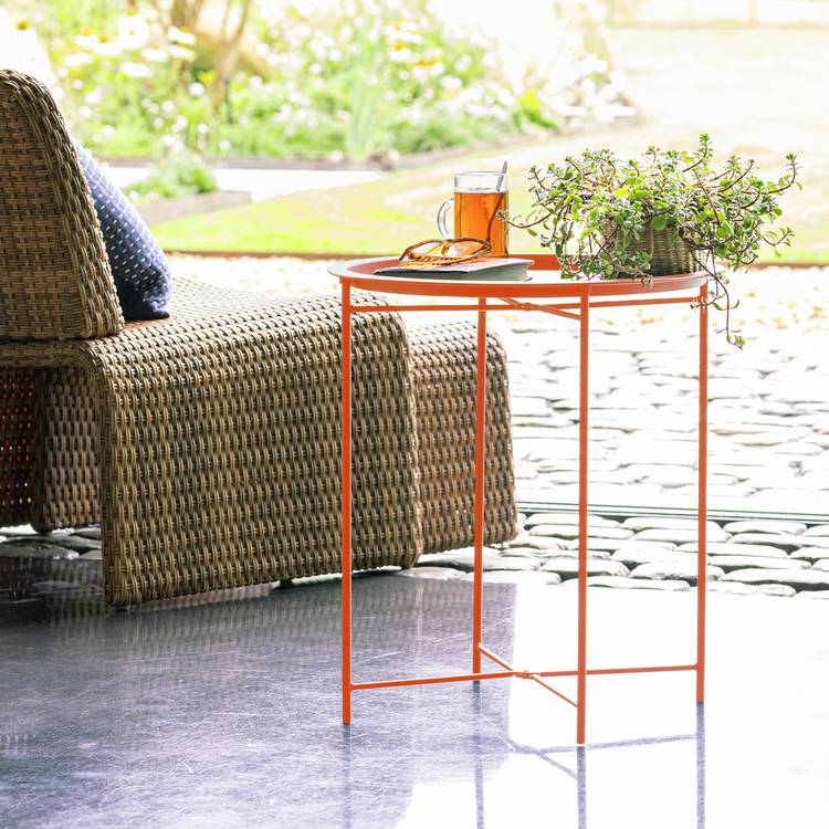 Habitat Pula Folding Metal Garden Side Table - Orange