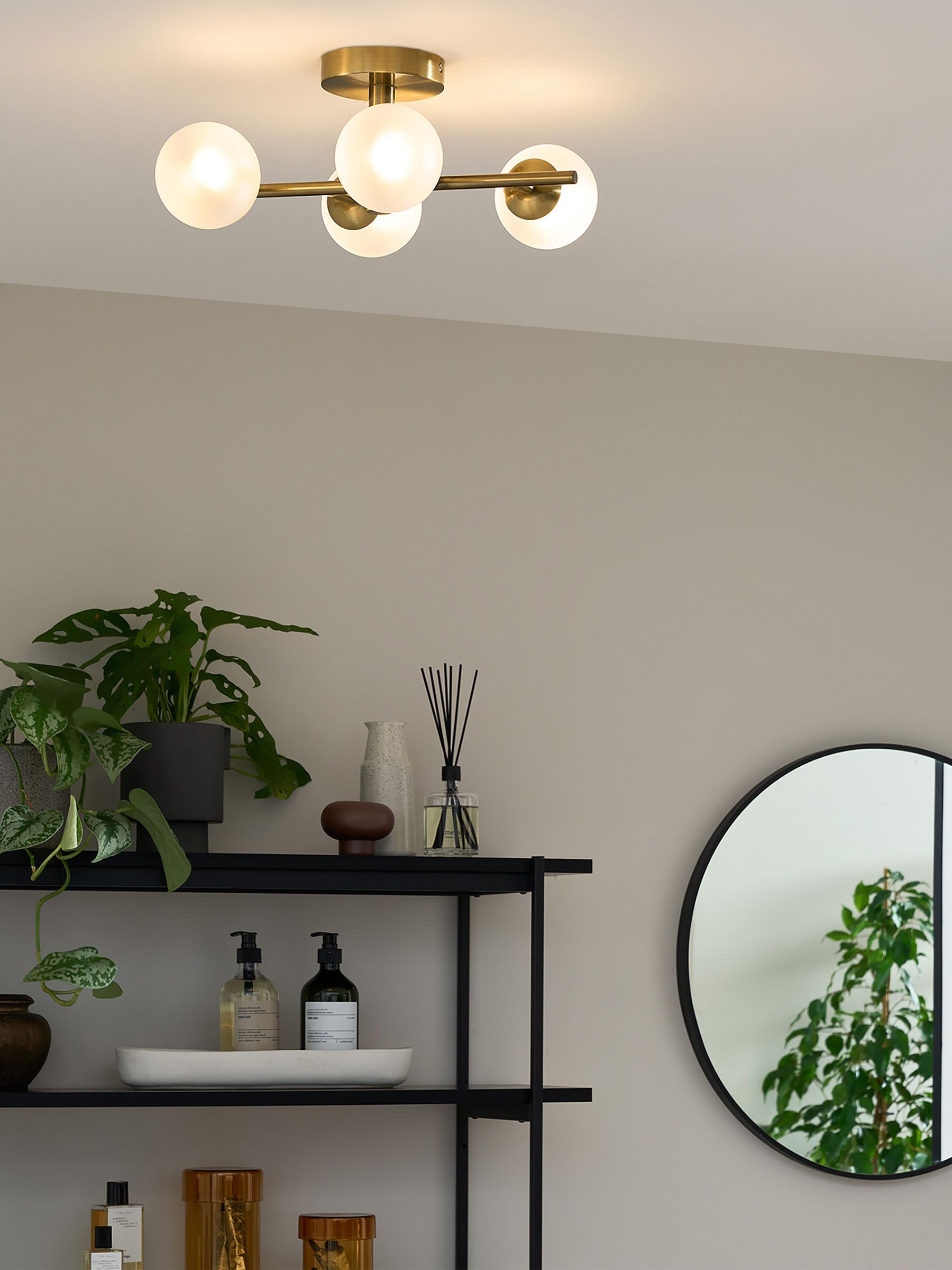 Isia Bathroom Flush Light in Brass