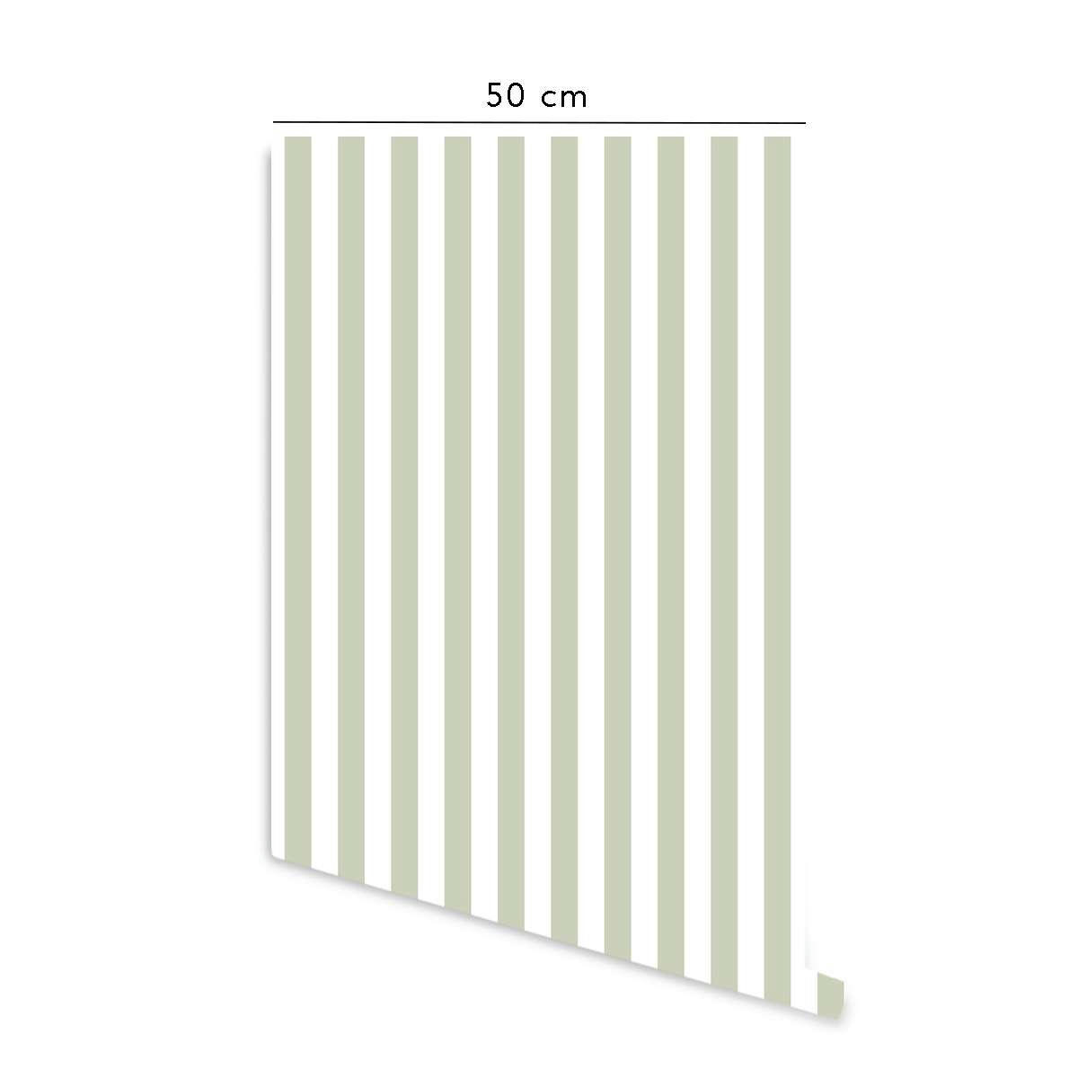 LITTLE STRIPES - Papier peint vinyle adhésif petites rayures vert 50x300 cm
