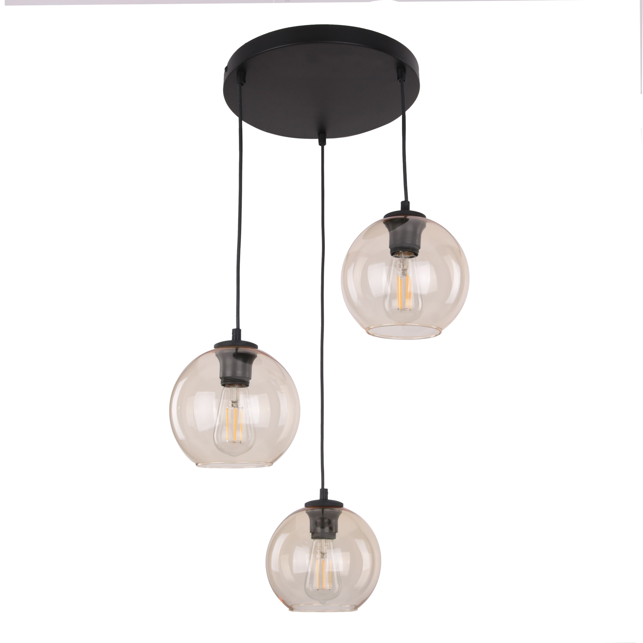 Cubus bursztyn lampa wisząca 3 pł koło