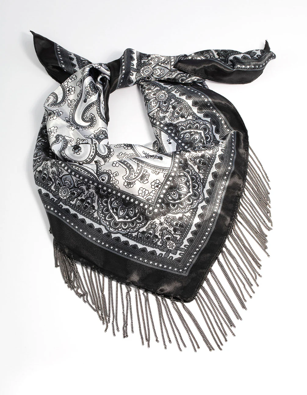 Fabric Paisley Fringe Necklace
