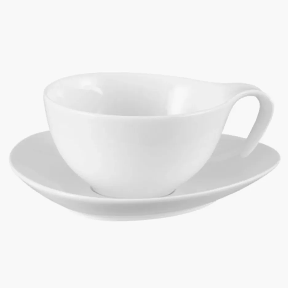 Filiżanka ze spodkiem DUKA TIME 350 ml biała porcelana